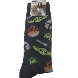 Star Wars 'The Mandalorian' (#1) Grey Novelty Crew Socks - Size 6.5 - 12 *NEW*